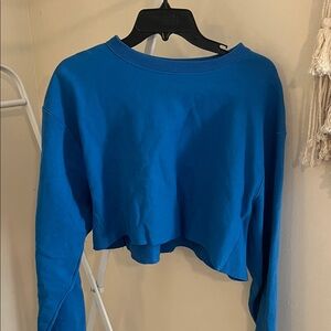 Champion Women's Bright Blue Cropped Hoodie